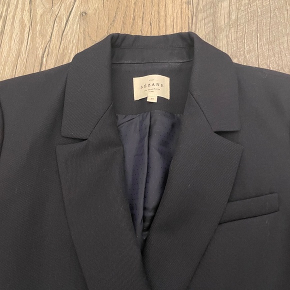 GUC- Sezane Michele Jacket Double Breasted Blazer Navy - Size 36 or 4 US - Picture 5 of 8
